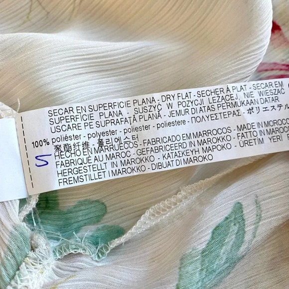 Zara  Basic Ivory Floral Lace Up Peplum Blouse - Picture 8 of 8